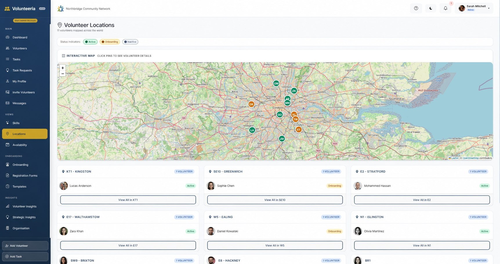 Staff locations map